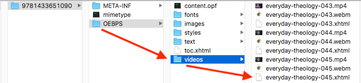 XHTML files in OEBPS/videos folder